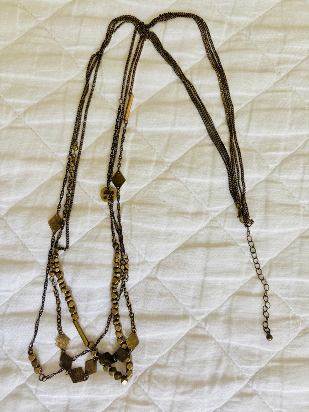 Three-layer Patina Bronze Necklace